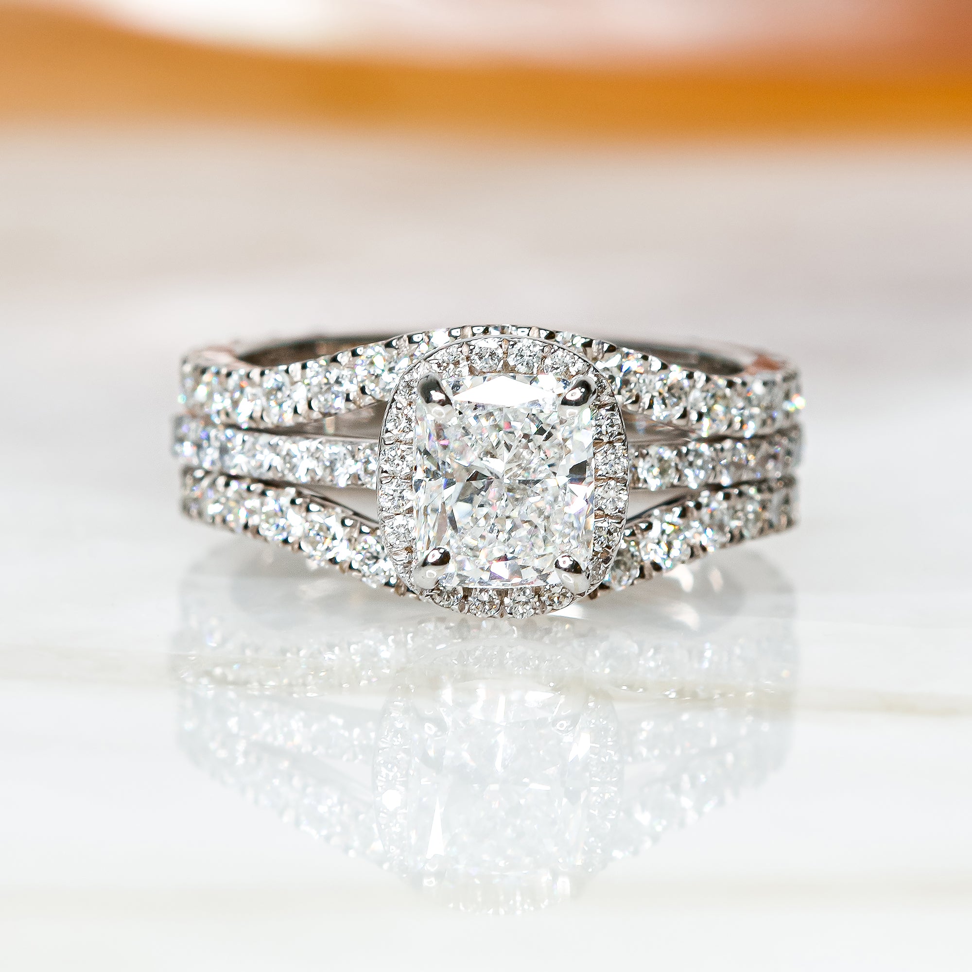 Double Band Natural Round cut Diamond Wedding Band