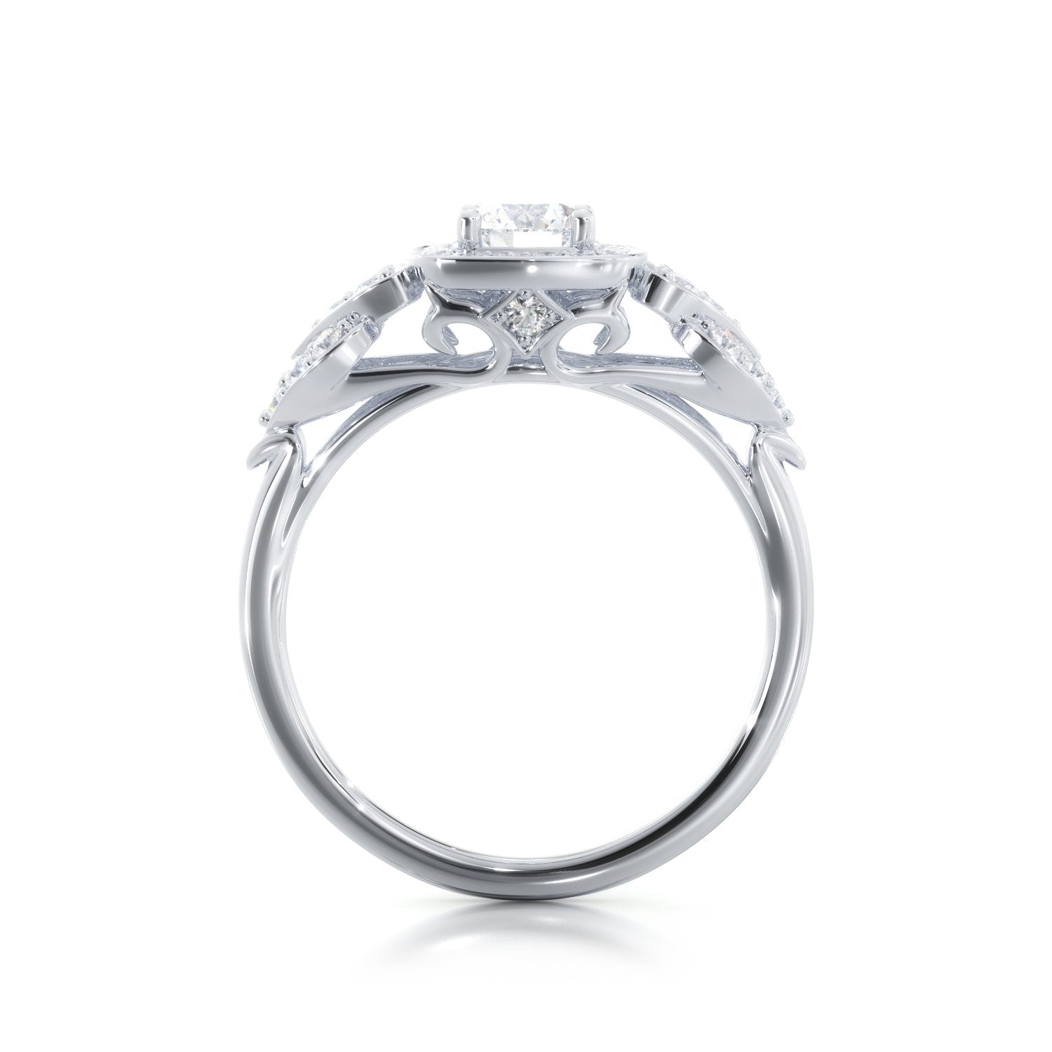 Pav'e Natural Round  Diamond Engagement Ring