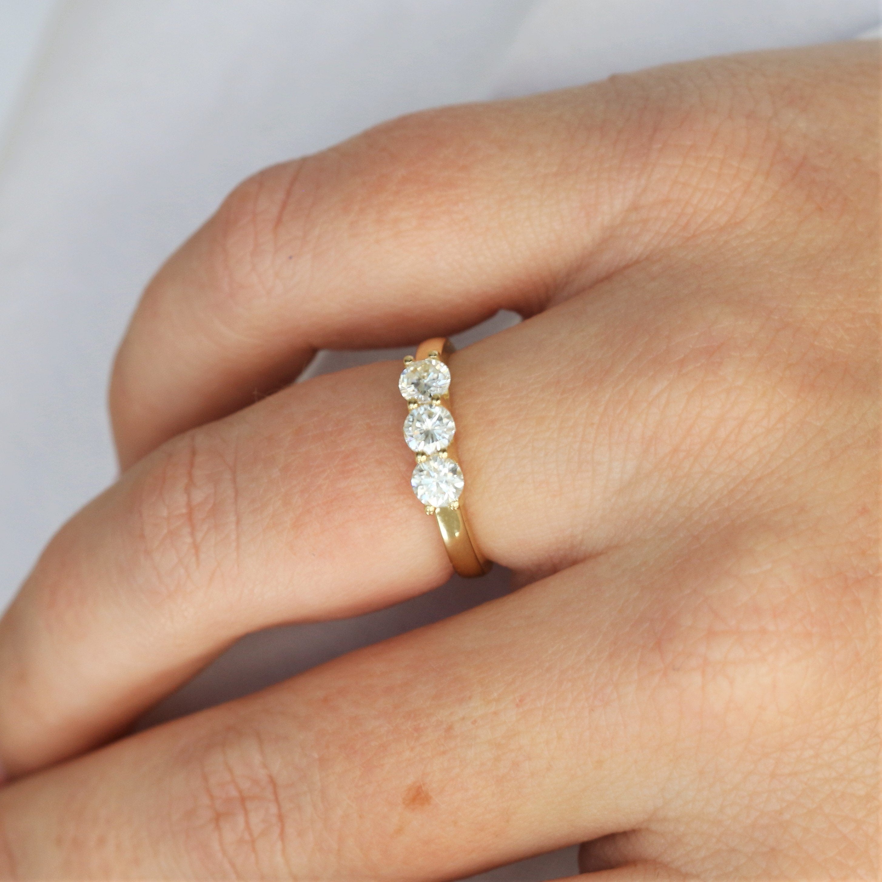 U shape Natural Round cut Diamond Wedding Band