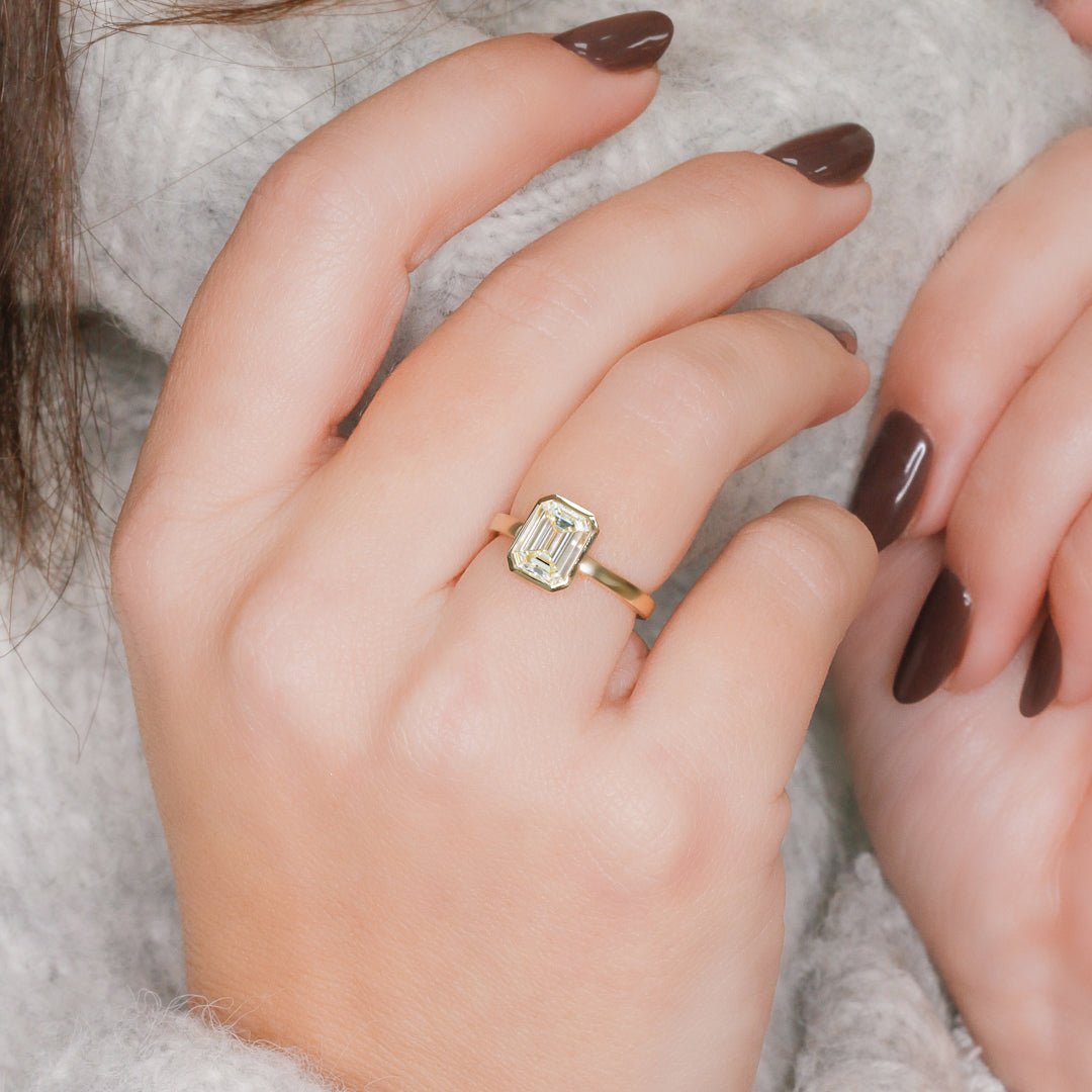 Natural Emerald Cut  Diamond Engagement Ring