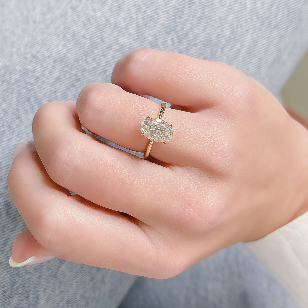 Claw Prongs 2- Carat Natural Oval  Diamond Engagement Ring