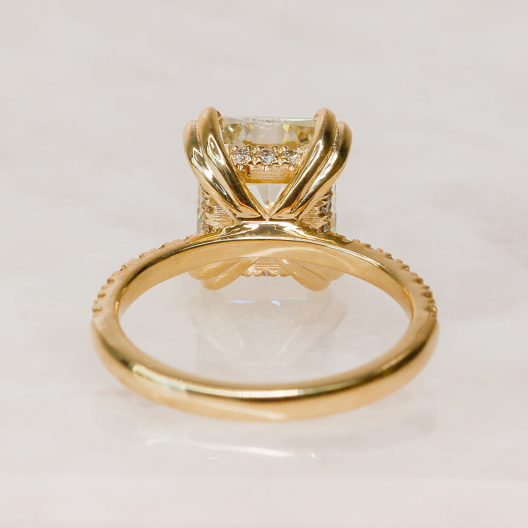Hidden Halo Natural Radiant Cut Diamond Engagement Ring