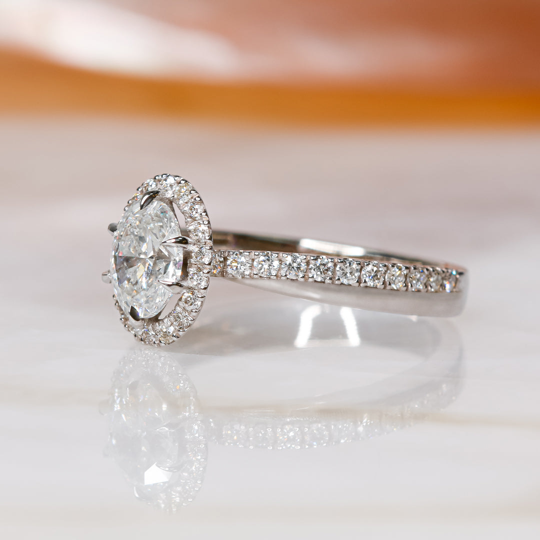 Twisted Shank Natural Oval  Diamond Engagement Ring