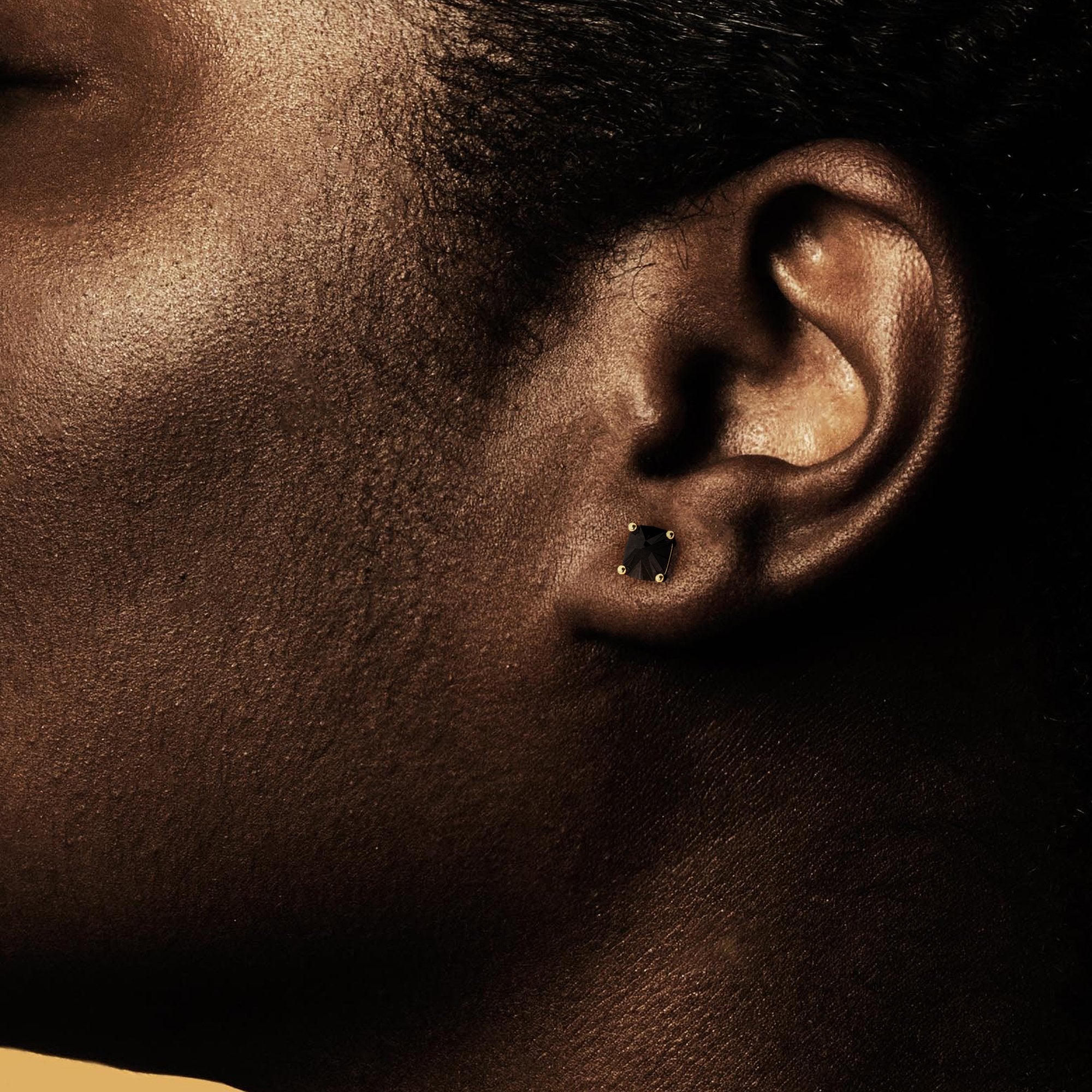 Tuxedo - Natural Black Diamonds Yellow Gold Unique Earrings