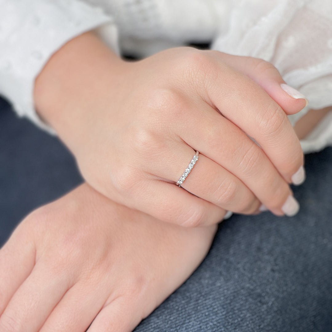 Half Eternity Natural Round cut Diamond Wedding Band