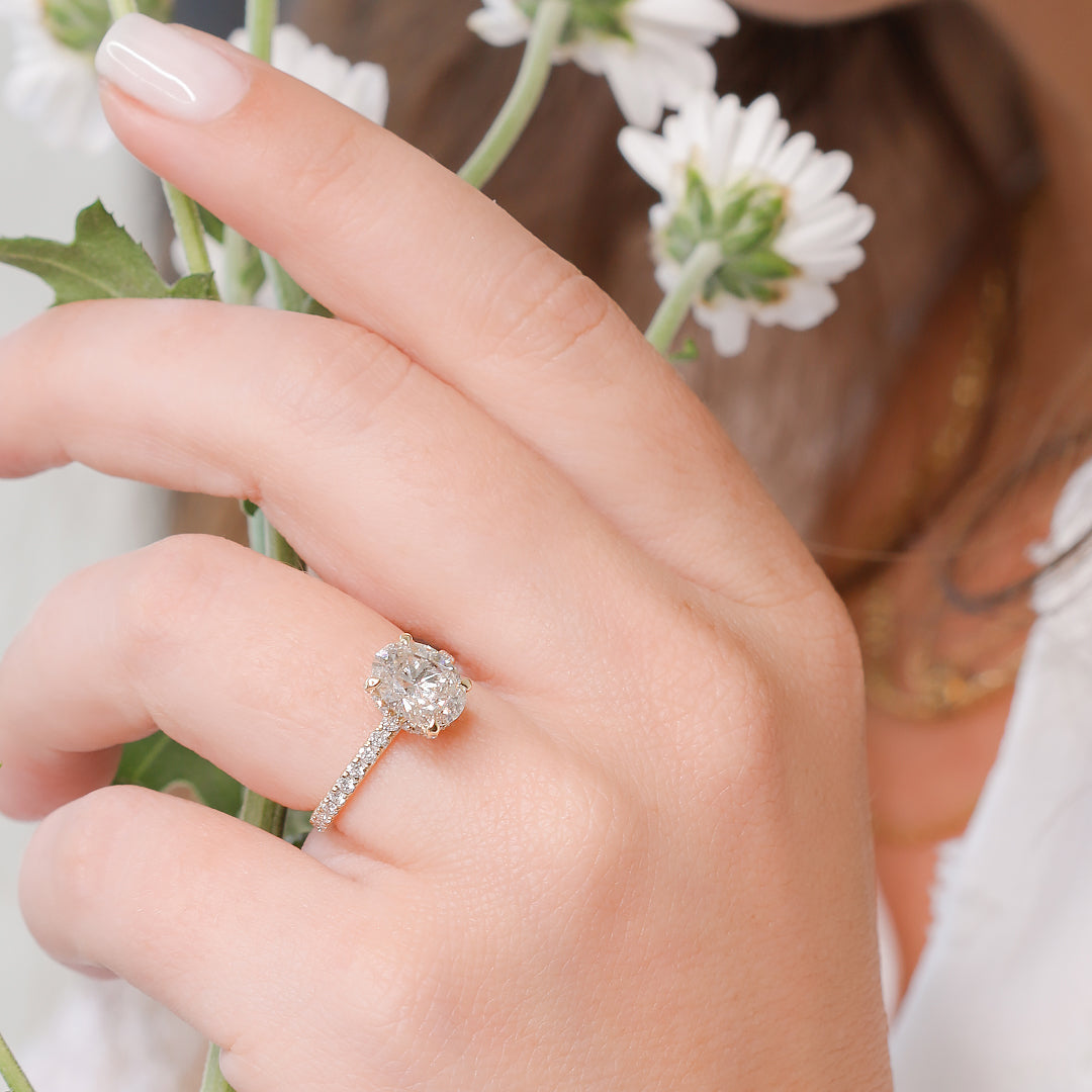 Gleam - Hidden Halo Natural Oval Cut Diamond Engagement Ring