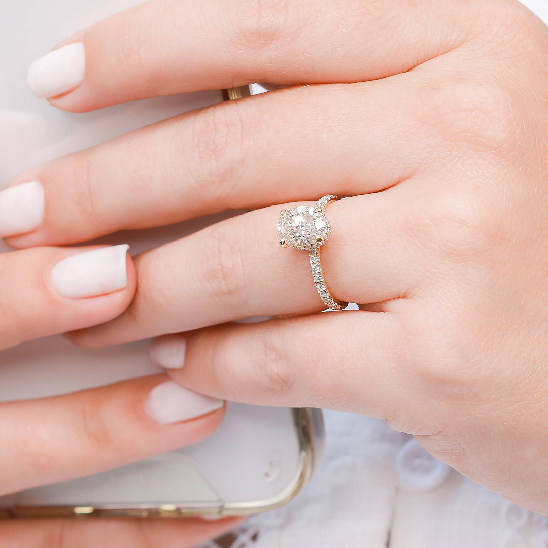 Gleam - Hidden Halo Natural Oval Cut Diamond Engagement Ring