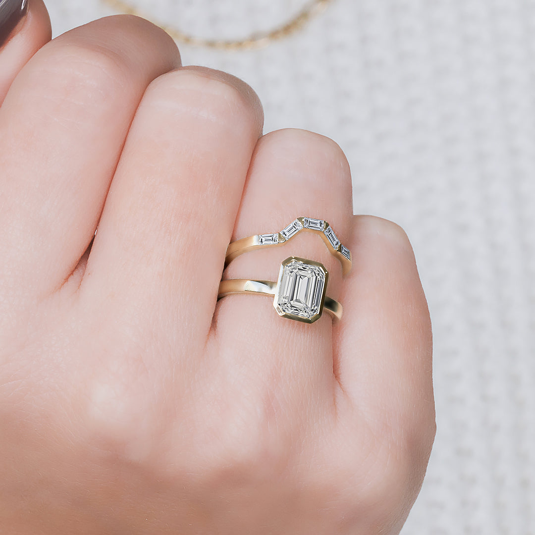 Flush Natural Baguette cut Diamond Wedding Band