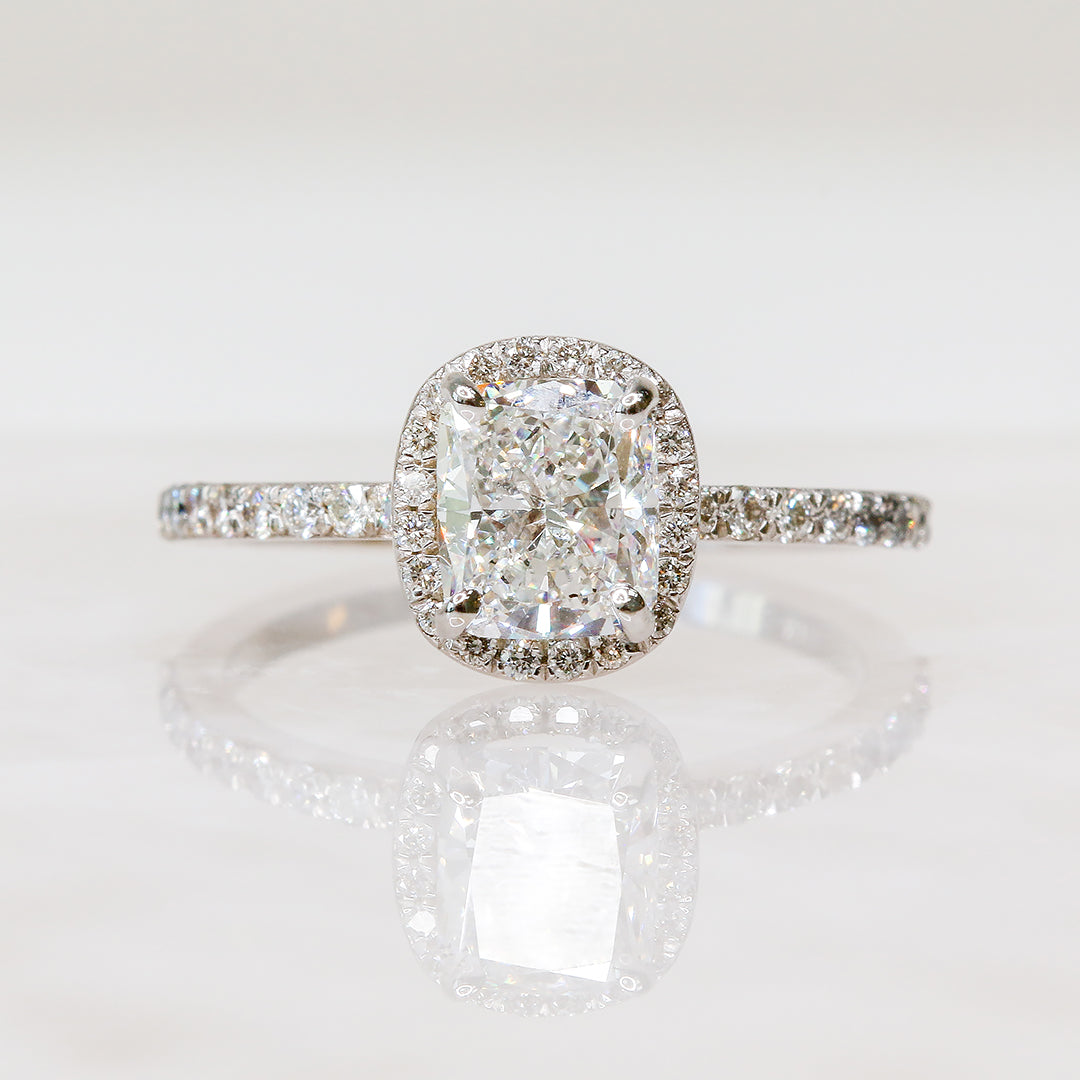 Accent Diamonds Natural Cushion Cut Diamond Engagement Ring