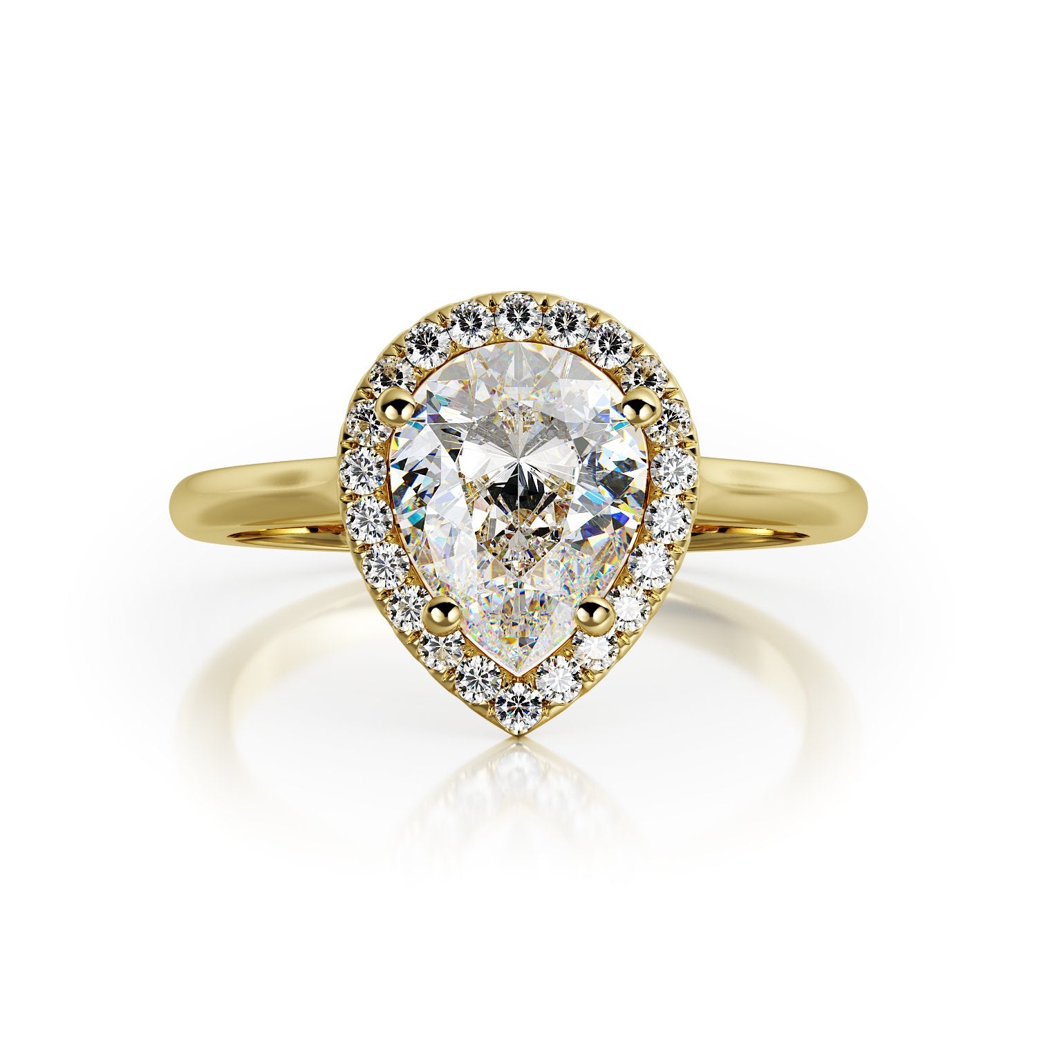 Halo Natural Pear Cut Diamond Engagement Ring