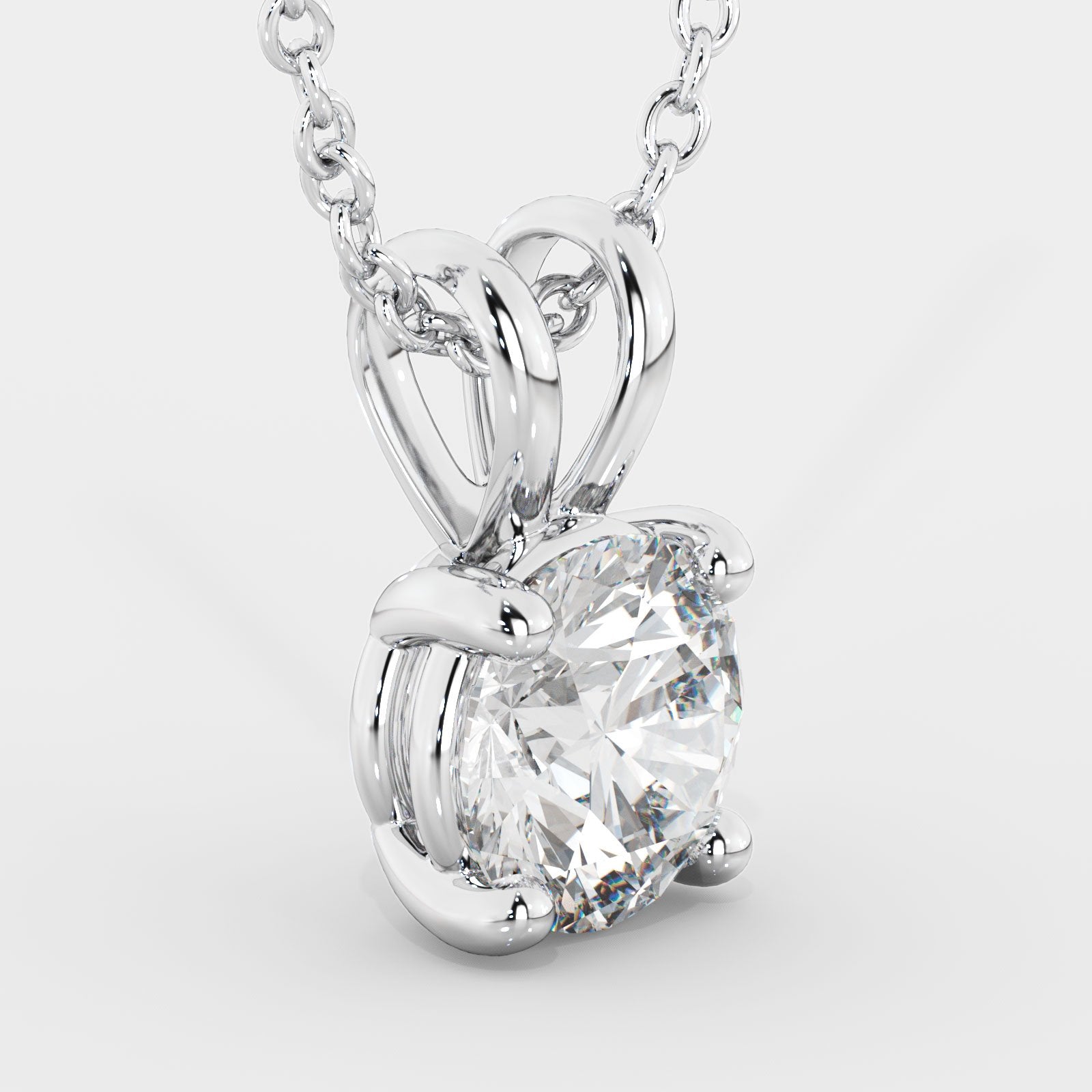 Natural Diamond Solitaire Pendant with a White Gold Necklace