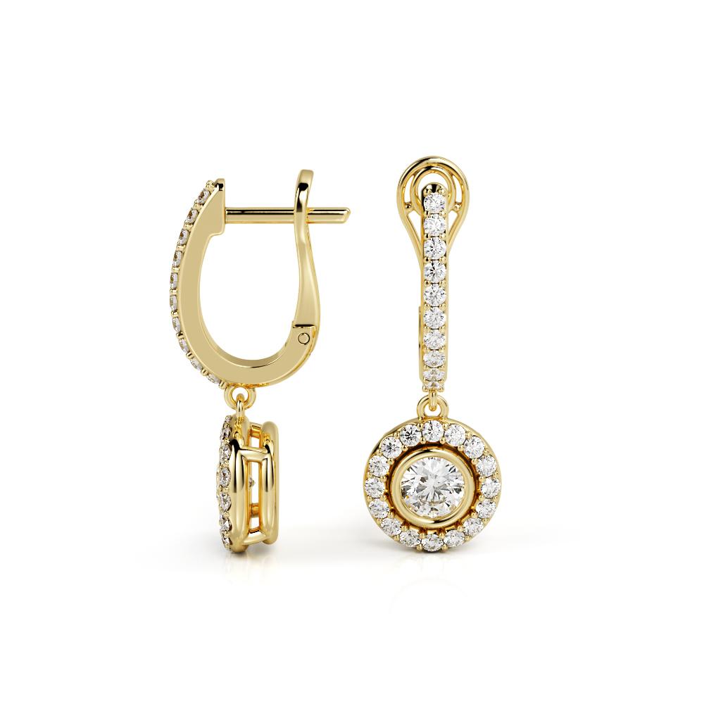 Lever Back Earrings 1 Natural Diamonds in Yellow Gold
