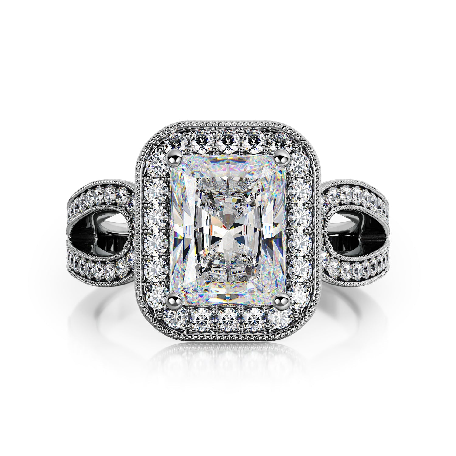 Golden Light -Split Shank Natural Radiant  Diamond Engagement Ring
