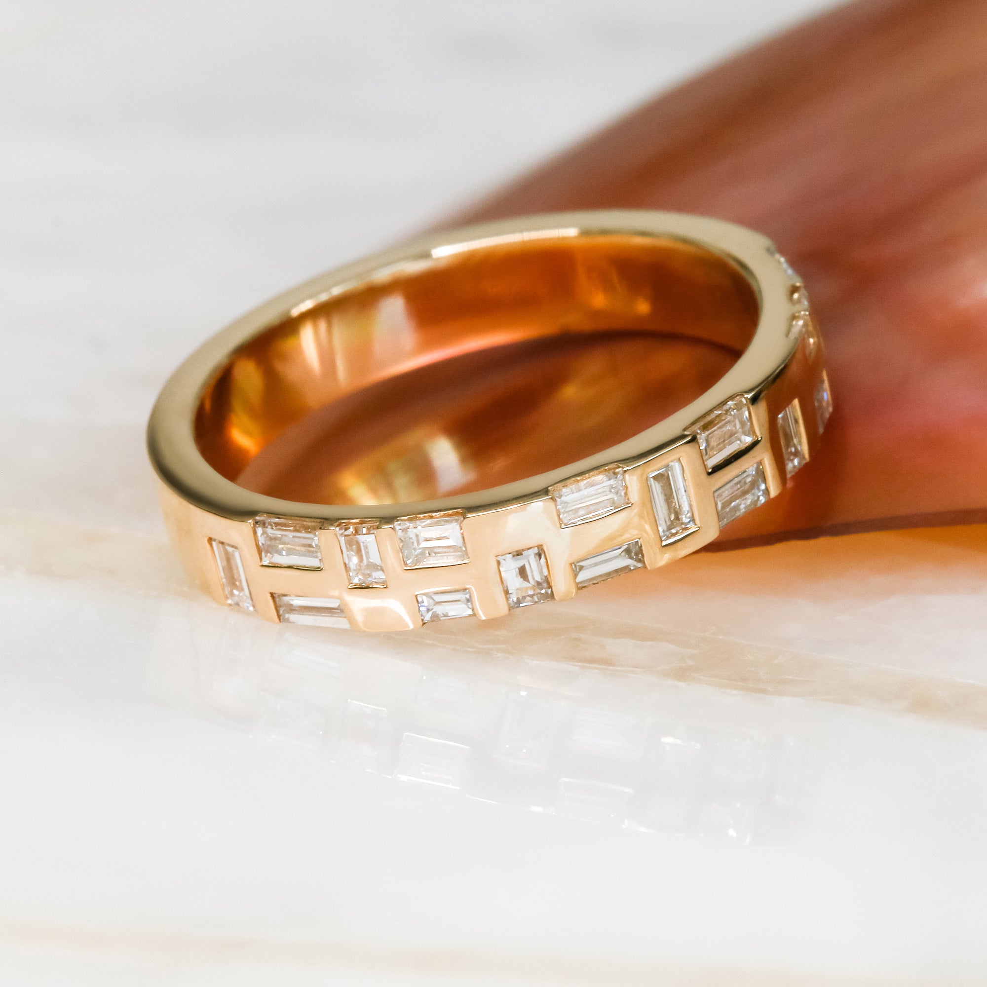 Geometric Natural Baguette Cut Diamond Wedding Band