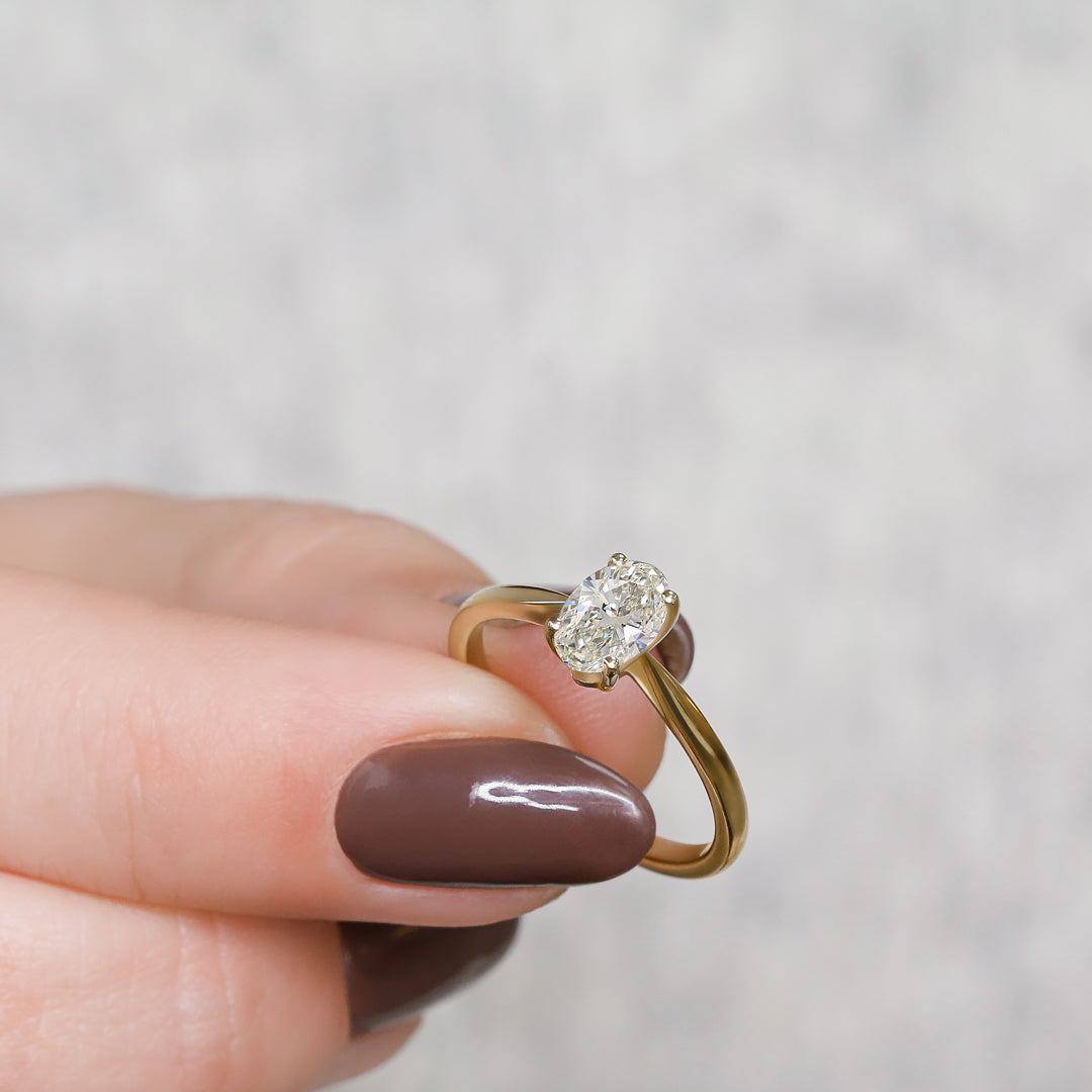 Descending Natural Oval  Diamond Engagement Ring