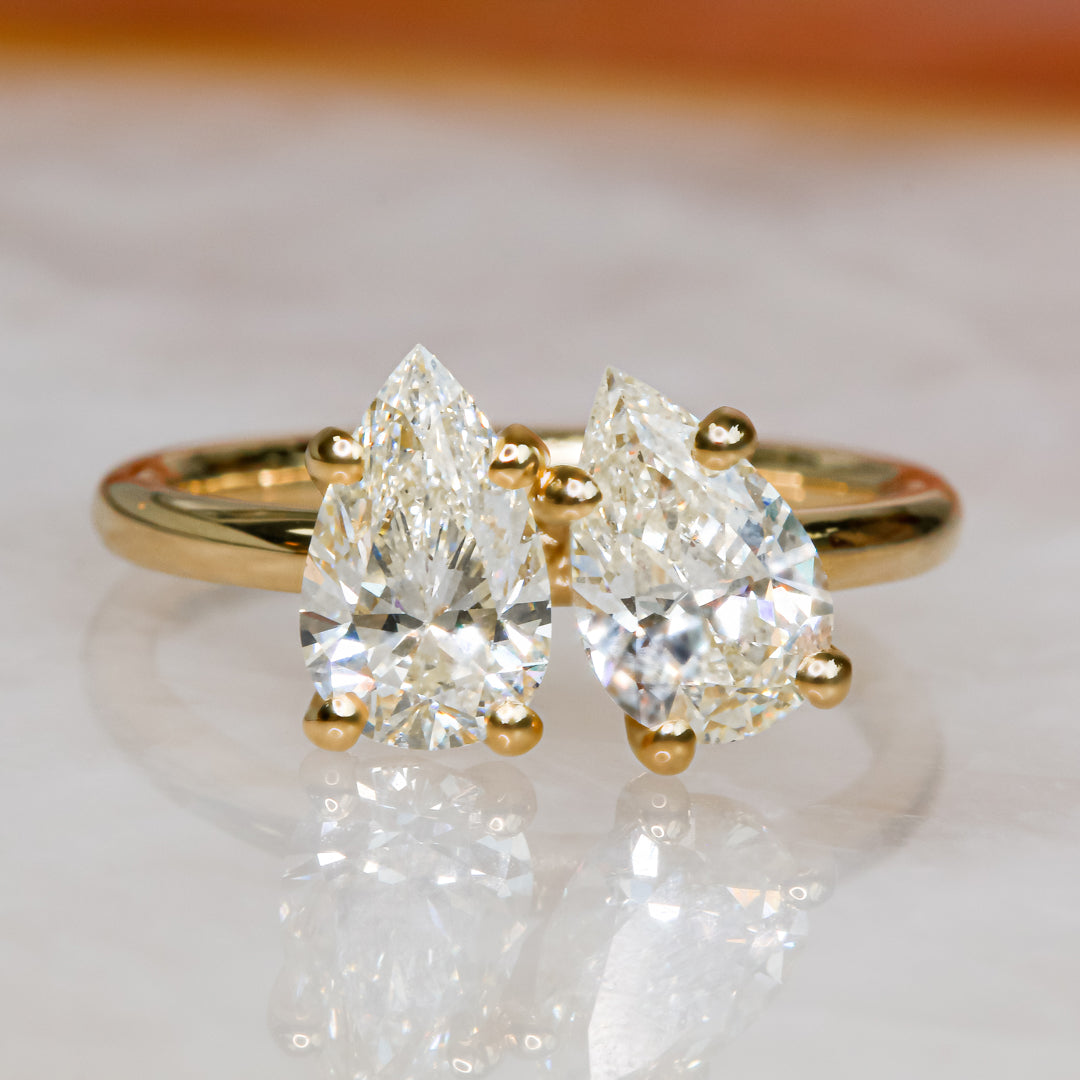 Plain Band Natural Pear  Diamond Engagement Ring
