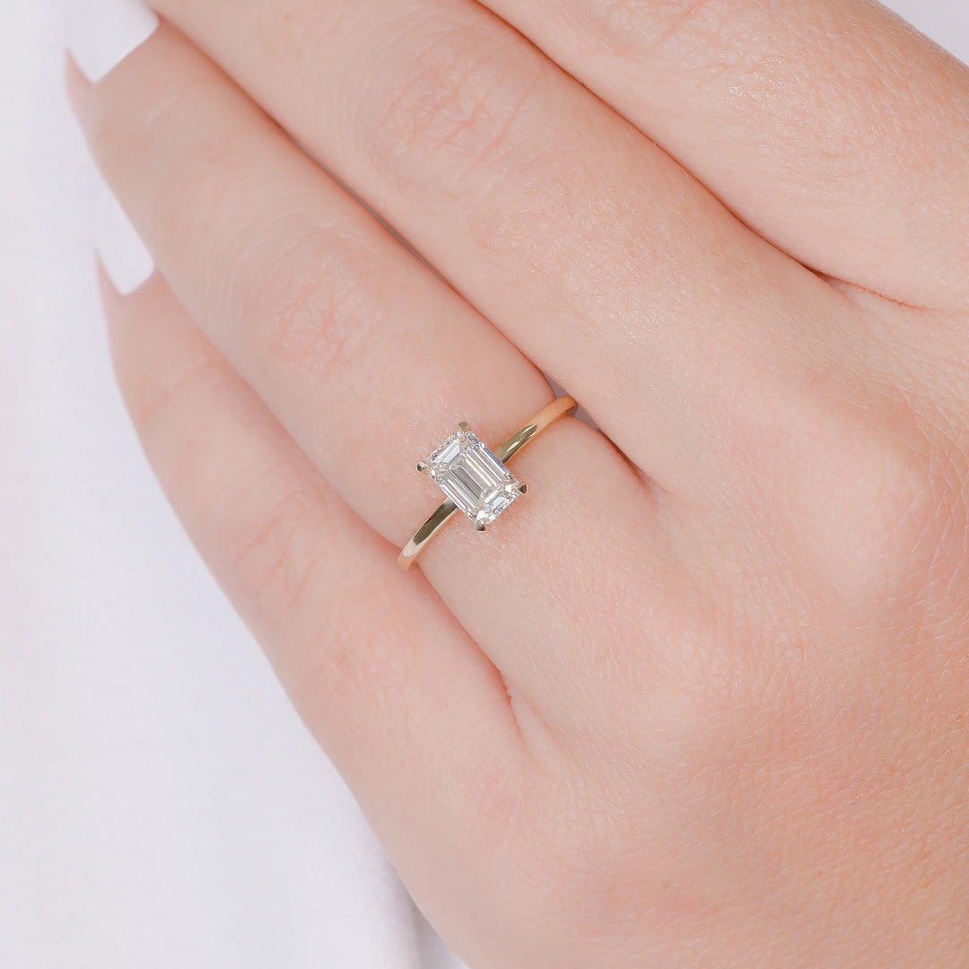 Hidden Halo Natural Emerald Diamond Engagement Ring