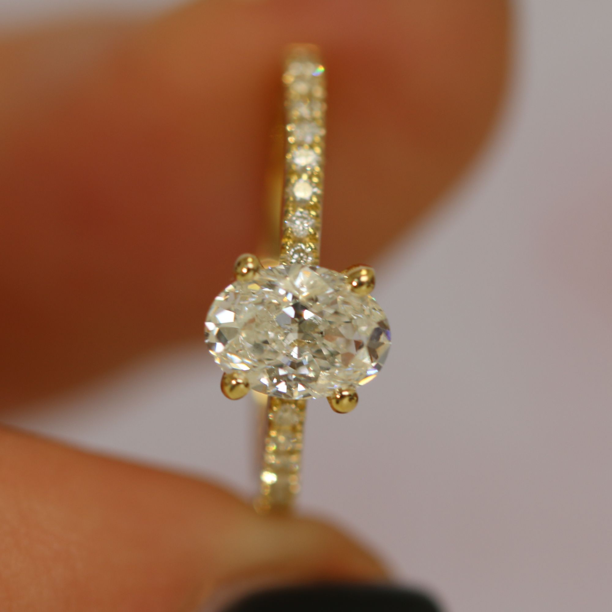 Hidden Halo Natural Oval  Diamond Engagement Ring