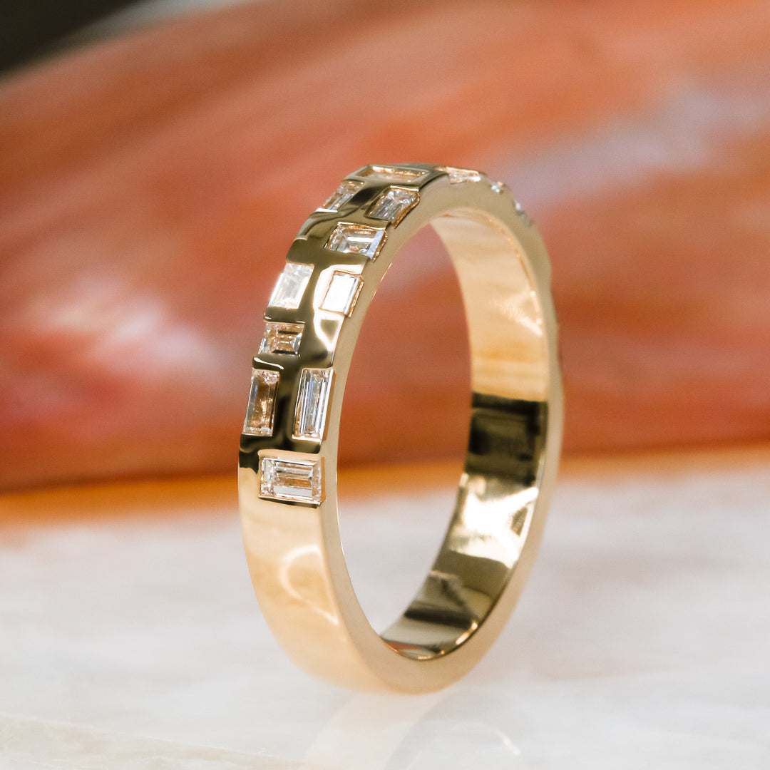 Geometric Natural Baguette Cut Diamond Wedding Band