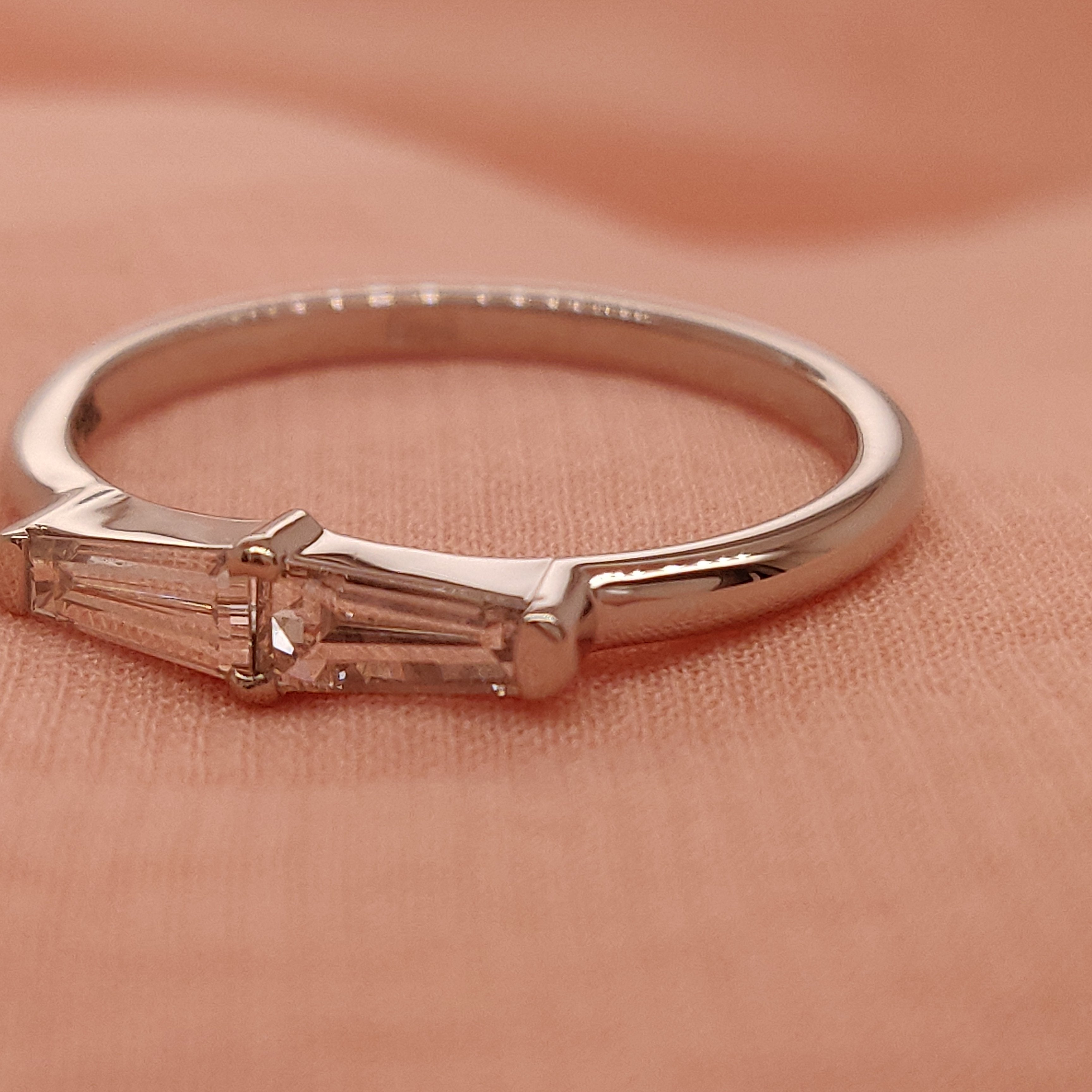 Lampshade - Geometric Natural Tappered cut Diamond Wedding Band