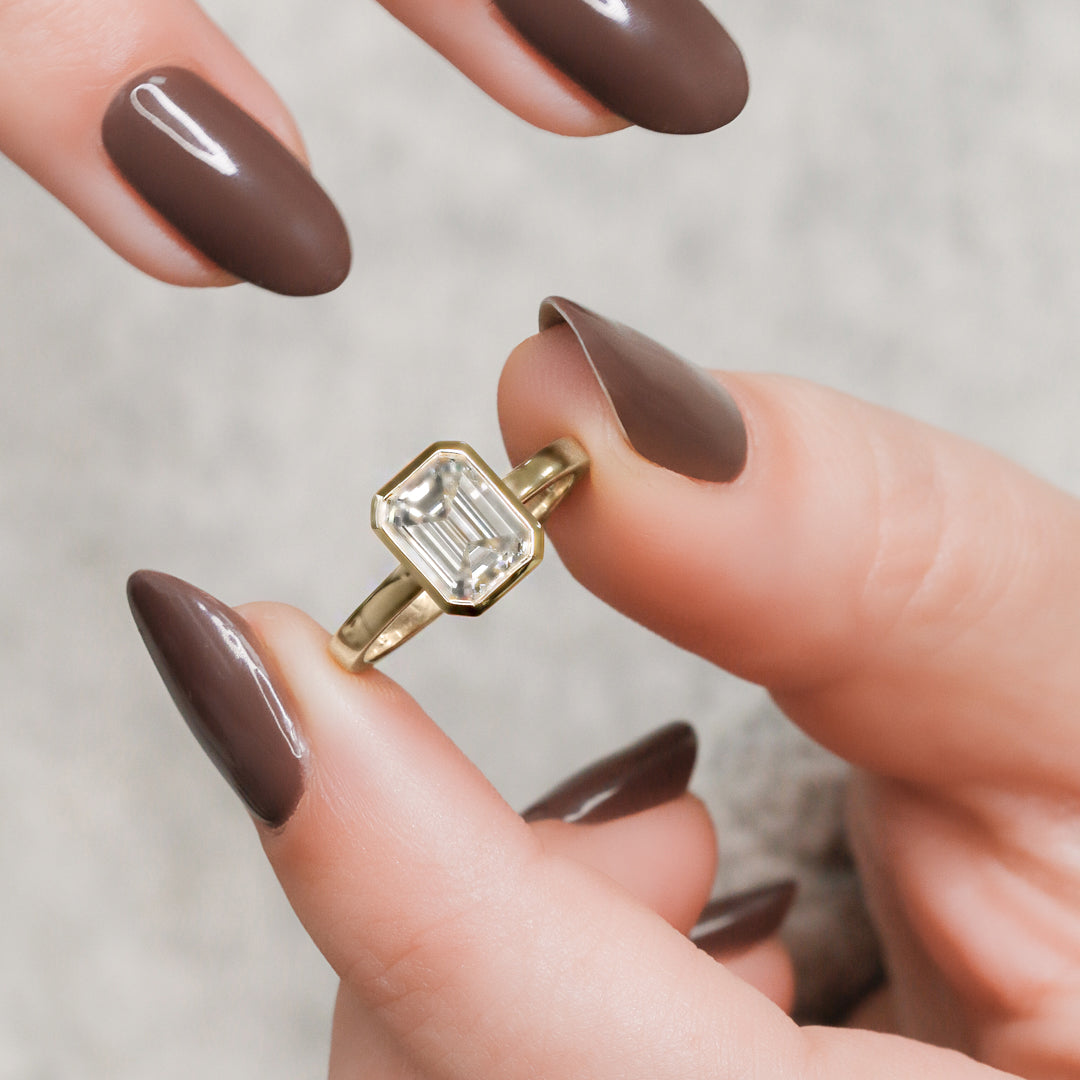 Natural Emerald Cut  Diamond Engagement Ring