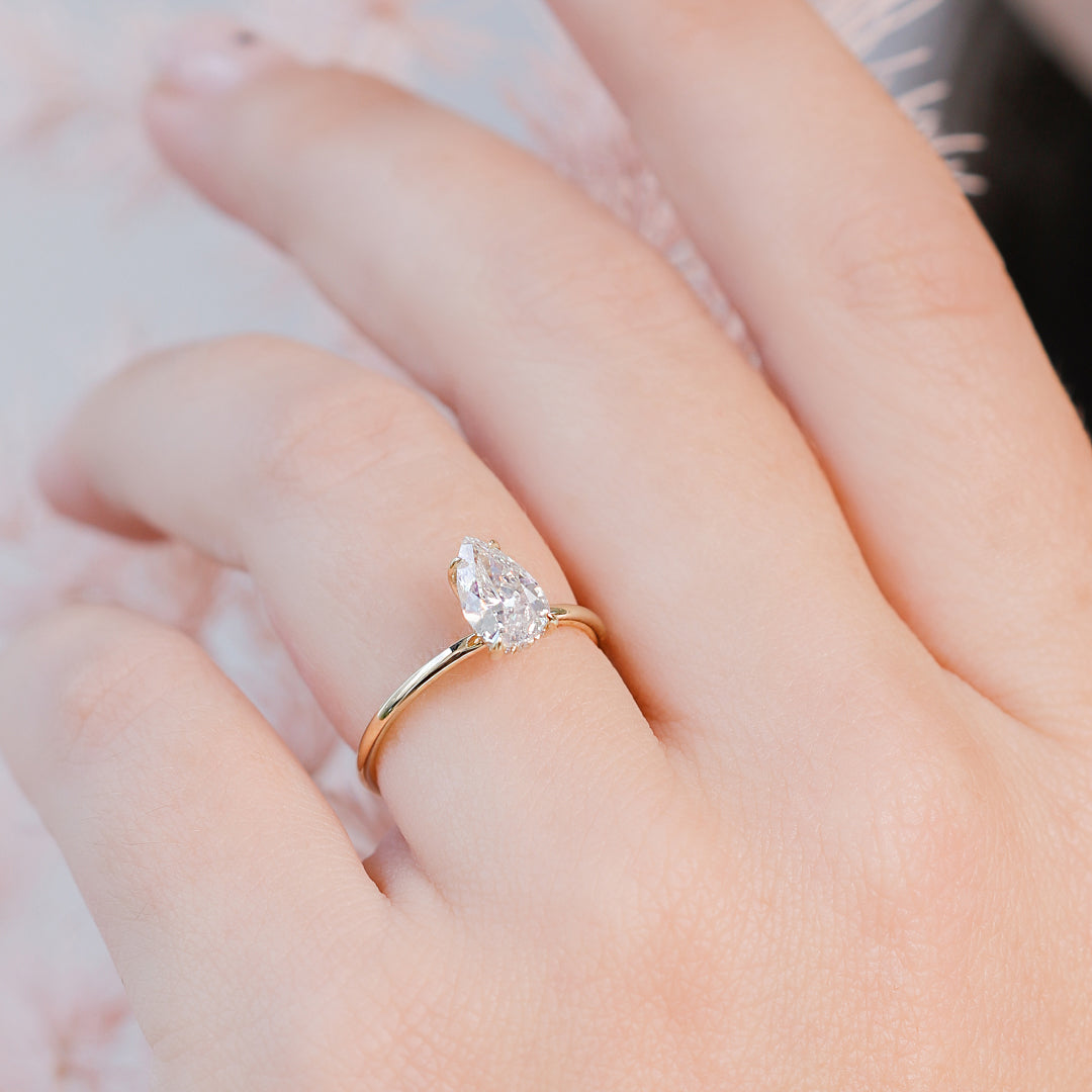 Airglow - Hidden Halo Natural Pear  Diamond Engagement Ring