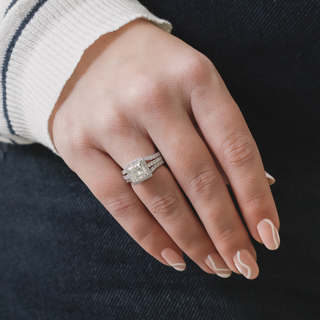 Double Band Natural Round cut Diamond Wedding Band