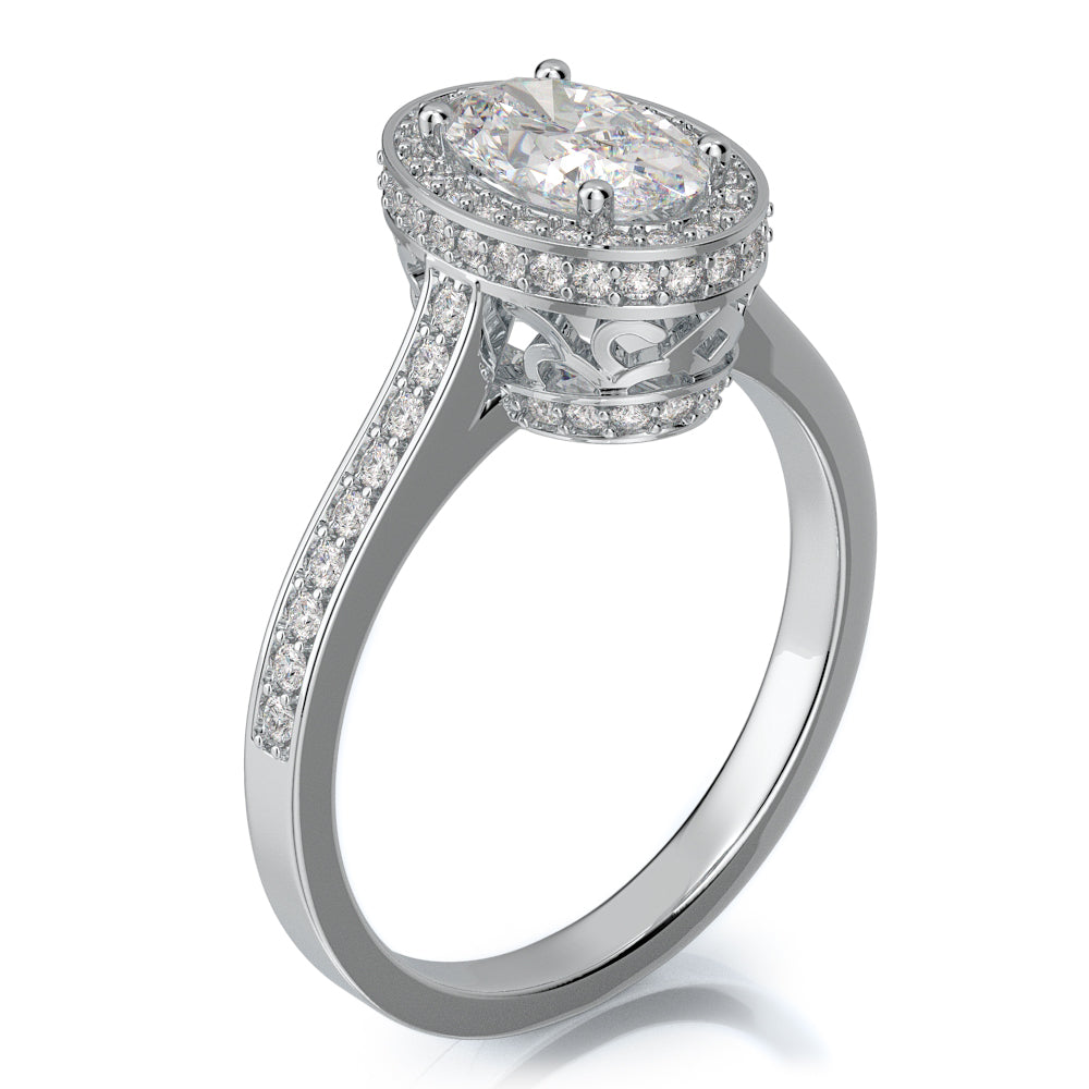 Vintage Channel Natural Oval  Diamond Engagement Ring