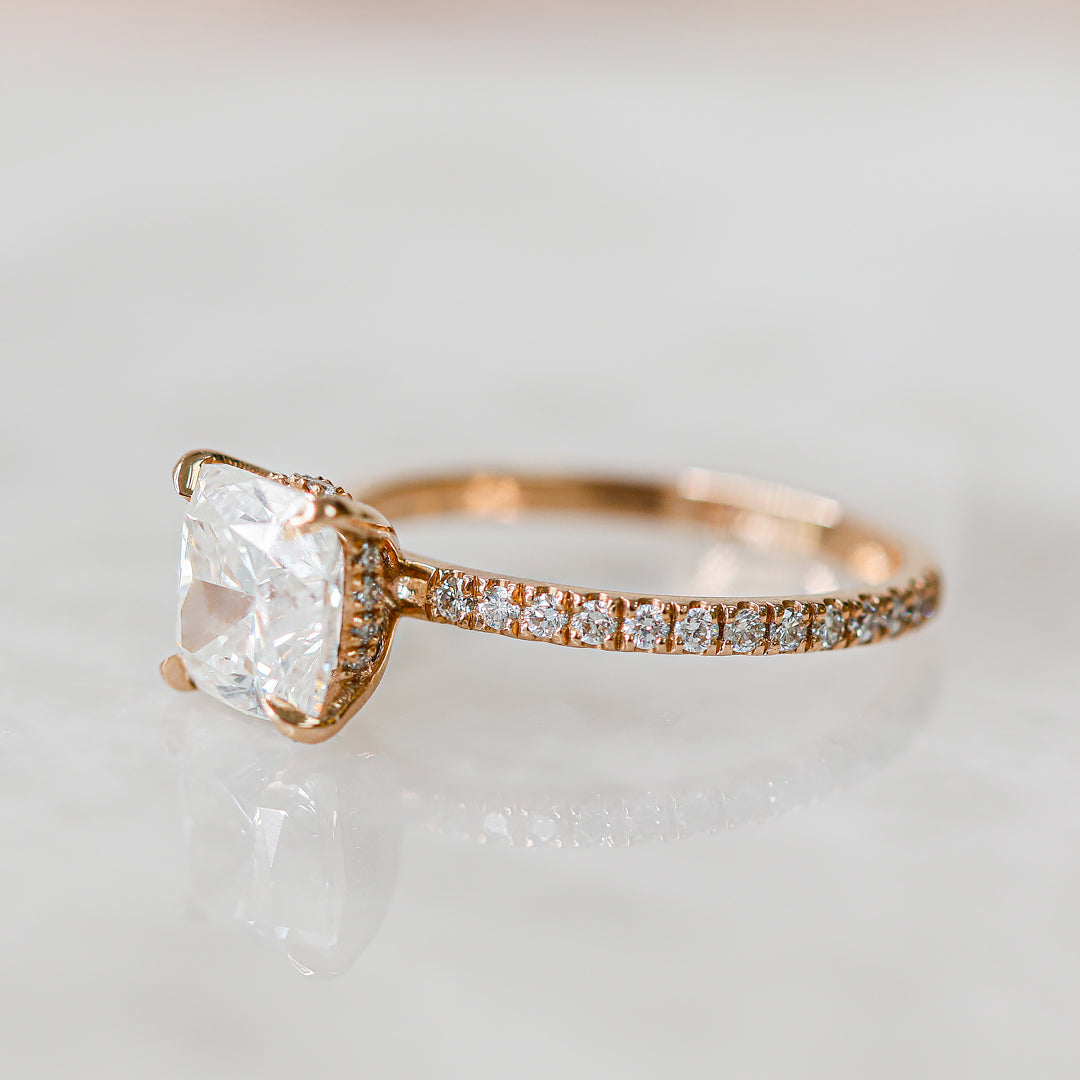 Accent Diamonds Natural Cushion Cut Diamond Engagement Ring