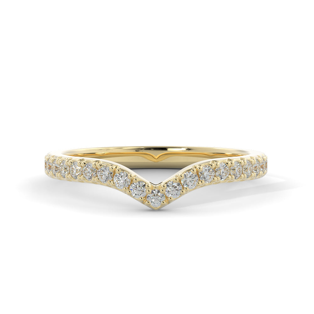 Soft Light - V-Band Natural Round cut Diamond Wedding Band