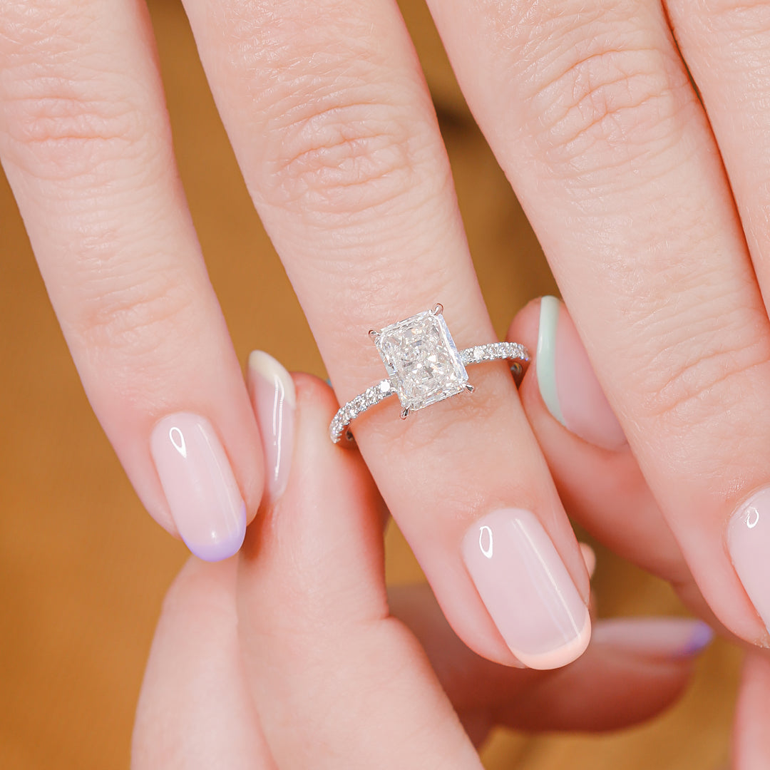 2.3 Carat Natural Radiant Cut Diamond Engagement Ring