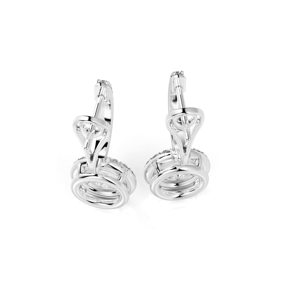 Halo Lever Back Earrings 1 Natural Diamonds in White Gold