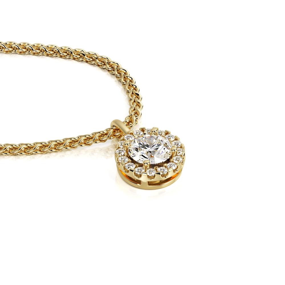 Light Pillar - Natural Diamond Halo Pendant with a Yellow Necklace