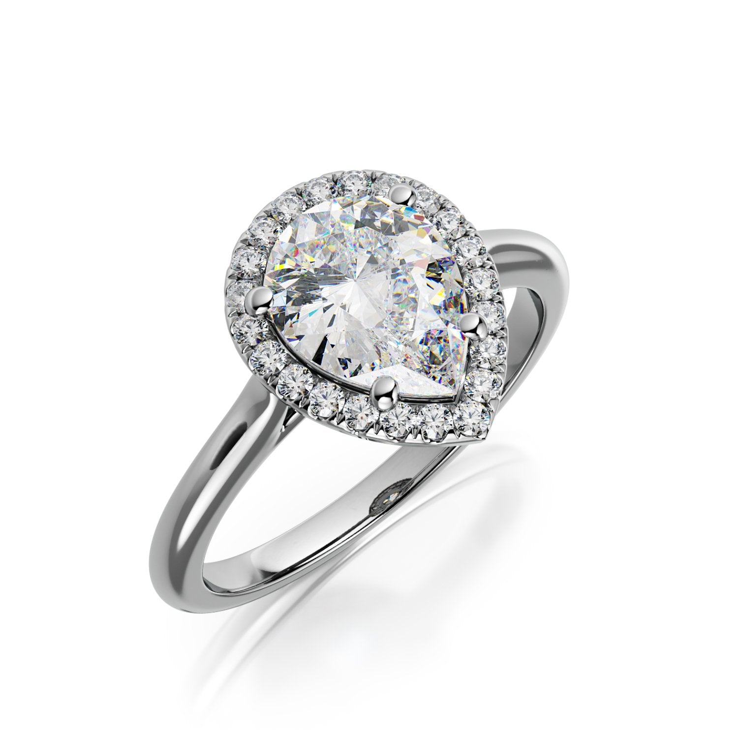 Halo Natural Pear Cut Diamond Engagement Ring
