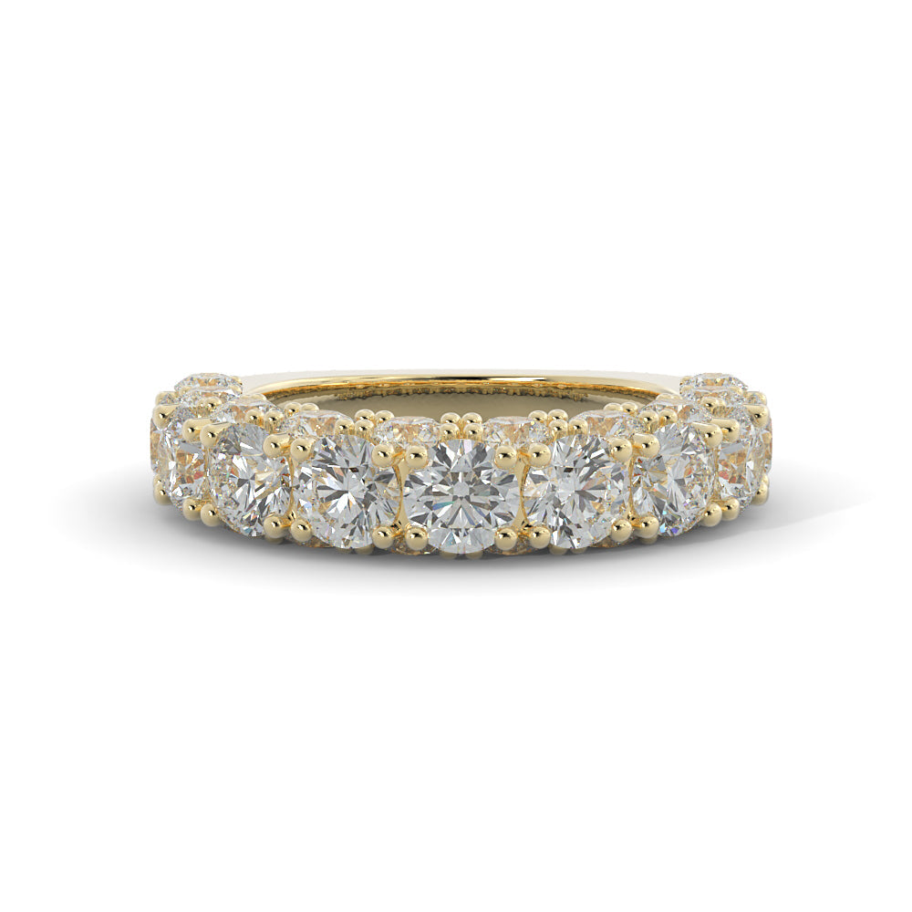 Starburst - 3-Row Natural Round cut Diamond Wedding Band