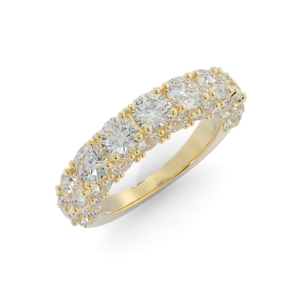Starburst - 3-Row Natural Round cut Diamond Wedding Band