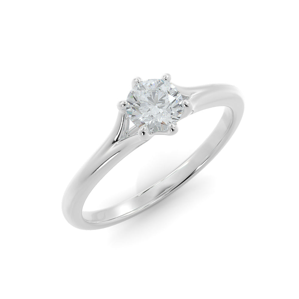 Fiery Light - Split shank Natural Round Cut Diamond Engagement Ring