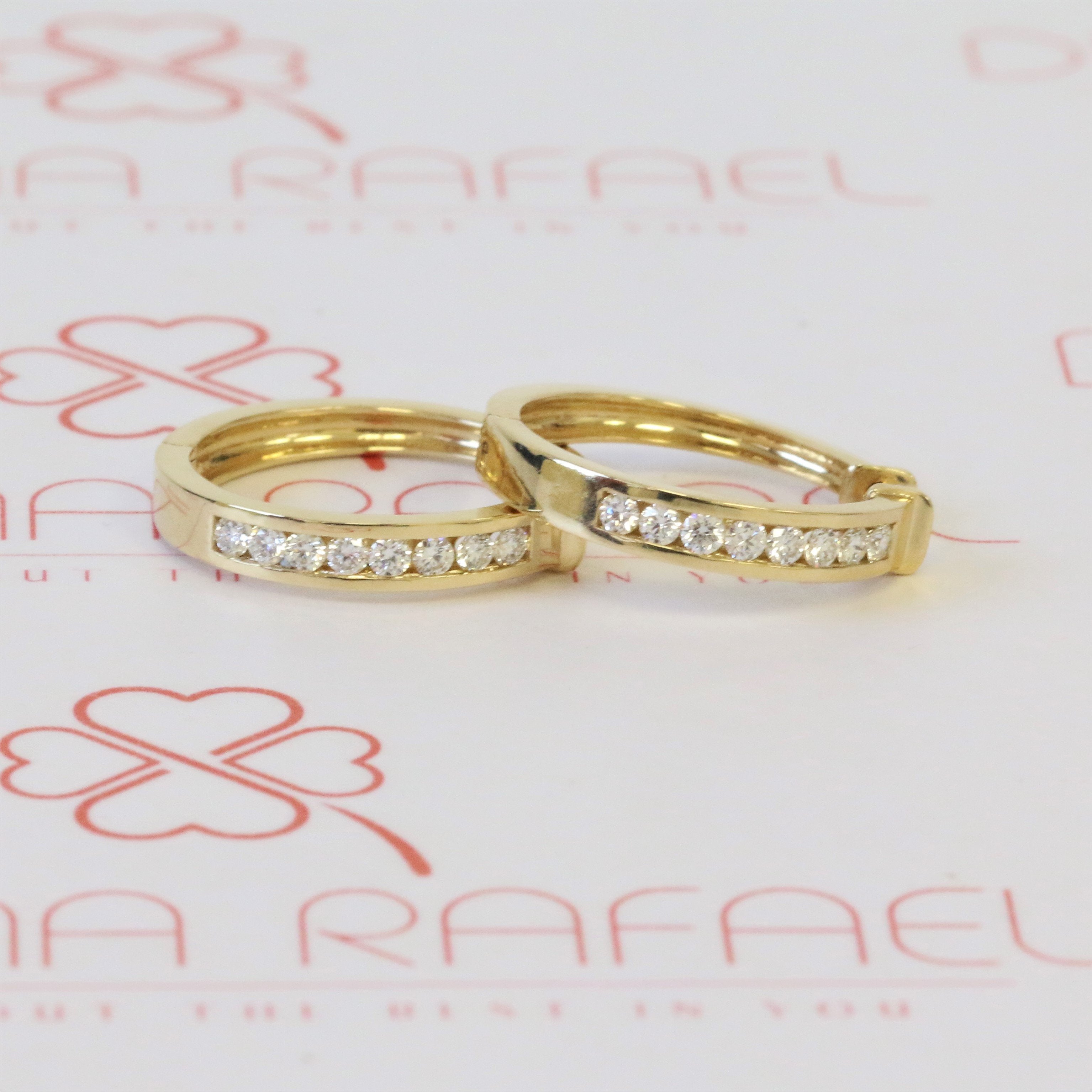 Channel Earrings 1 Natural Diamonds in Yellow Gold
