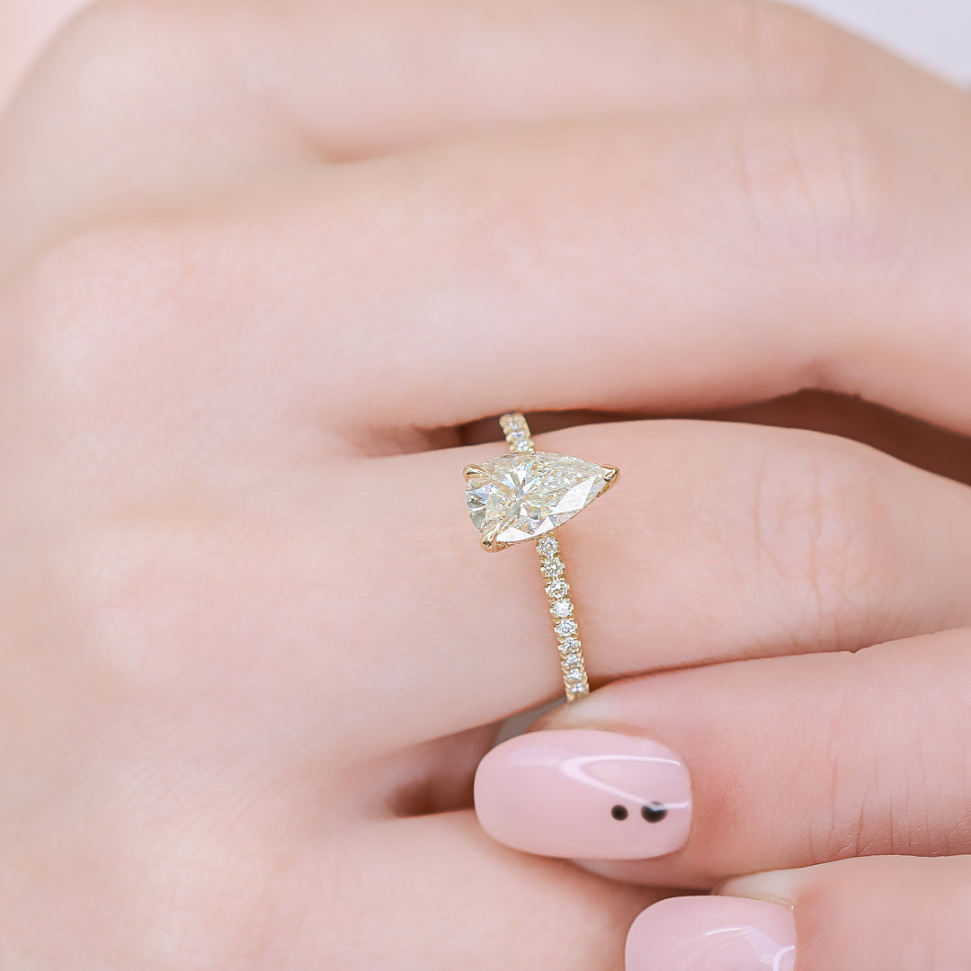 1.5 Carat Natural Pear Cut Diamond Engagement Ring