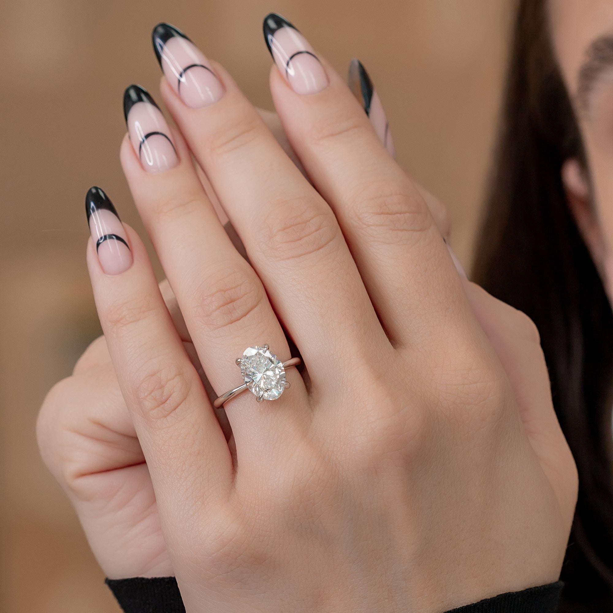 3 Carat Claw Prongs Natural Oval  Diamond Engagement Ring