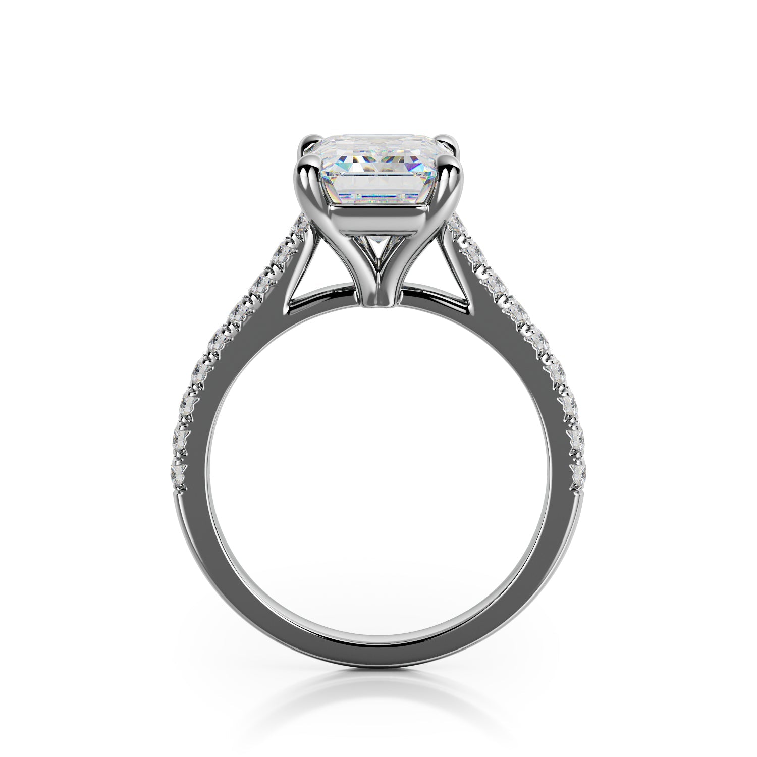 Accent Diamonds Natural Emerald Cut Diamond Engagement Ring