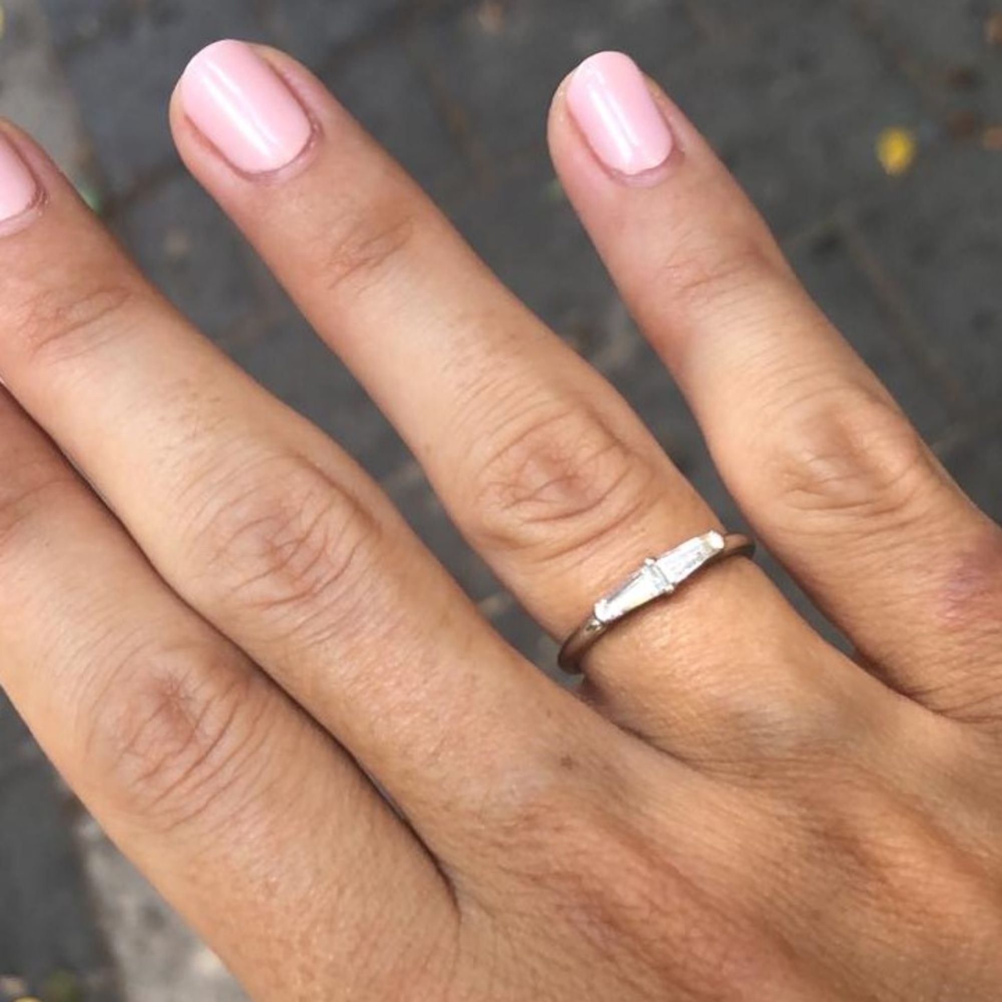 Lampshade - Geometric Natural Tappered cut Diamond Wedding Band