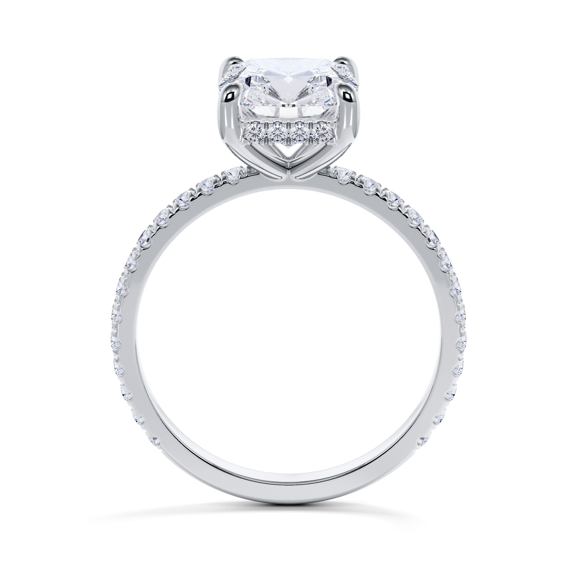 Firework - Accent Diamonds Natural Cushion Cut Diamond Engagement Ring