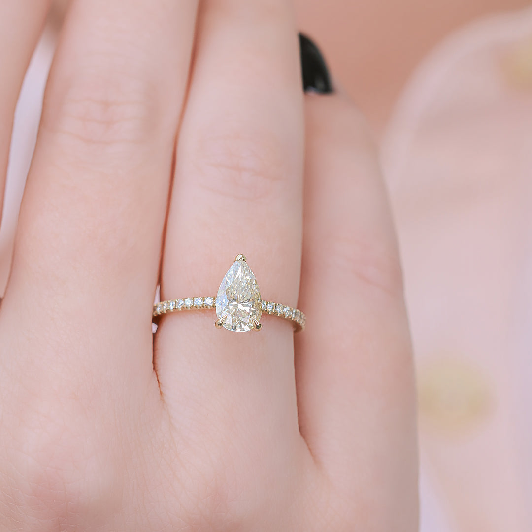 1.5 Carat Natural Pear Cut Diamond Engagement Ring