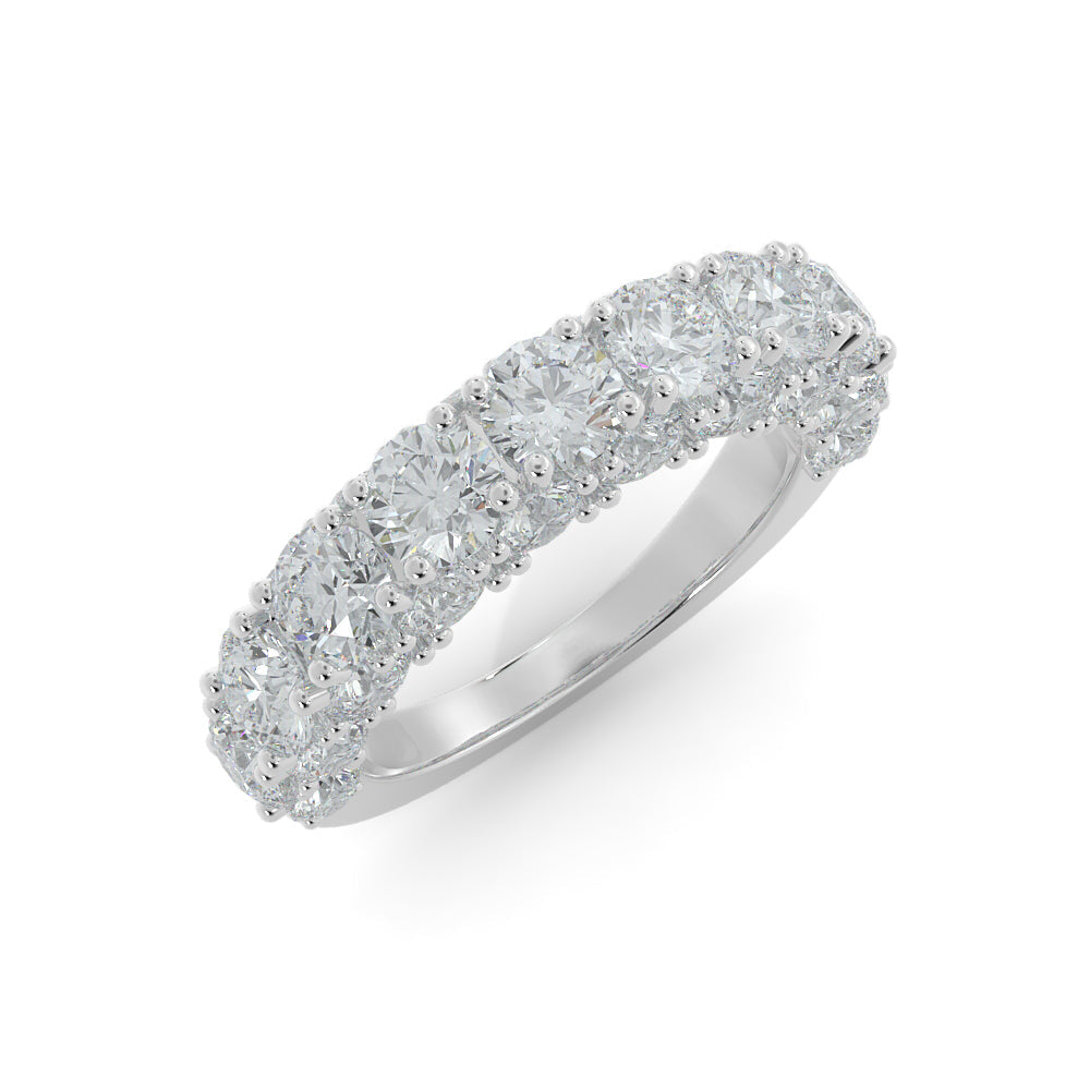 Starburst - 3-Row Natural Round cut Diamond Wedding Band