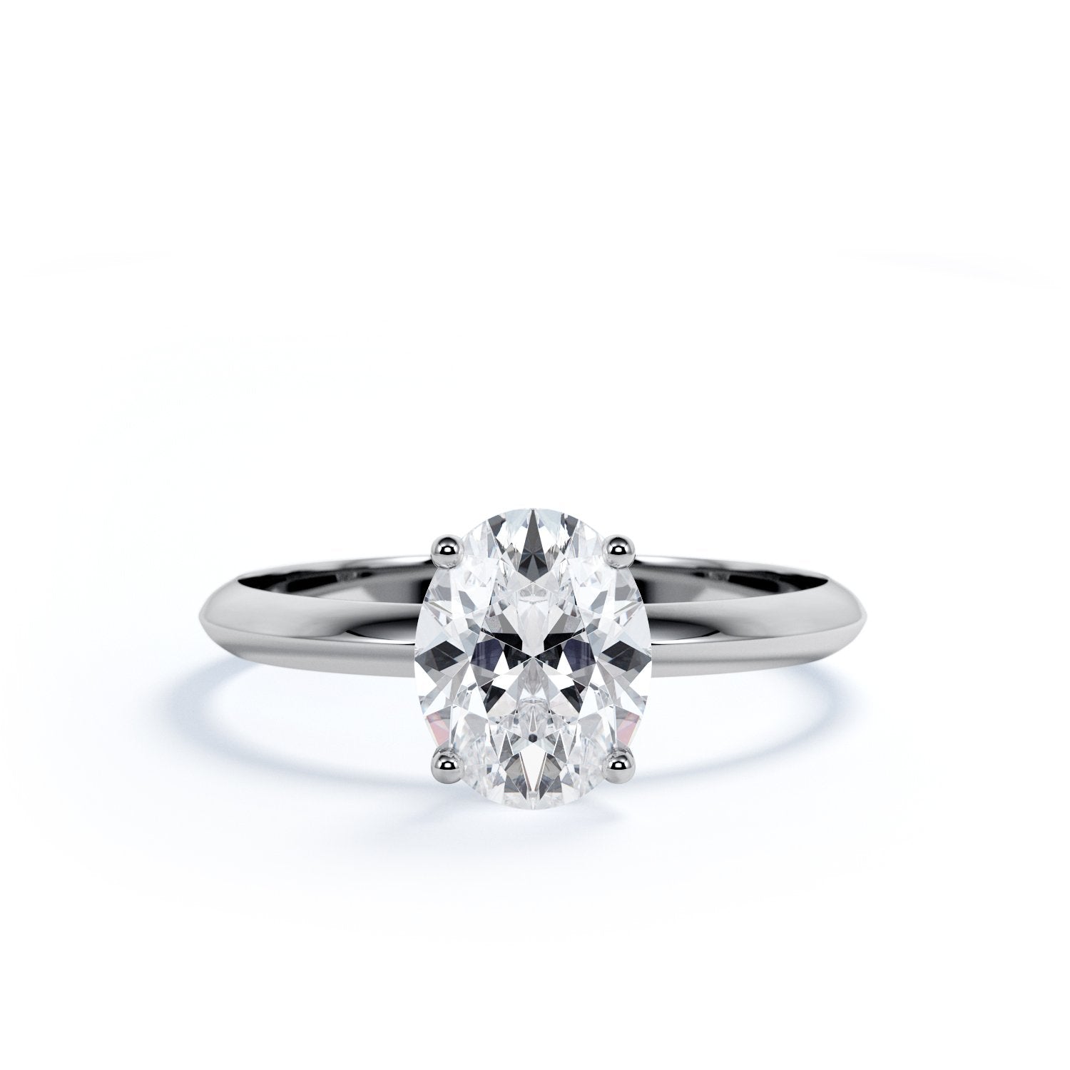 4 prongs Natural Oval cut Diamond Engagement Ring