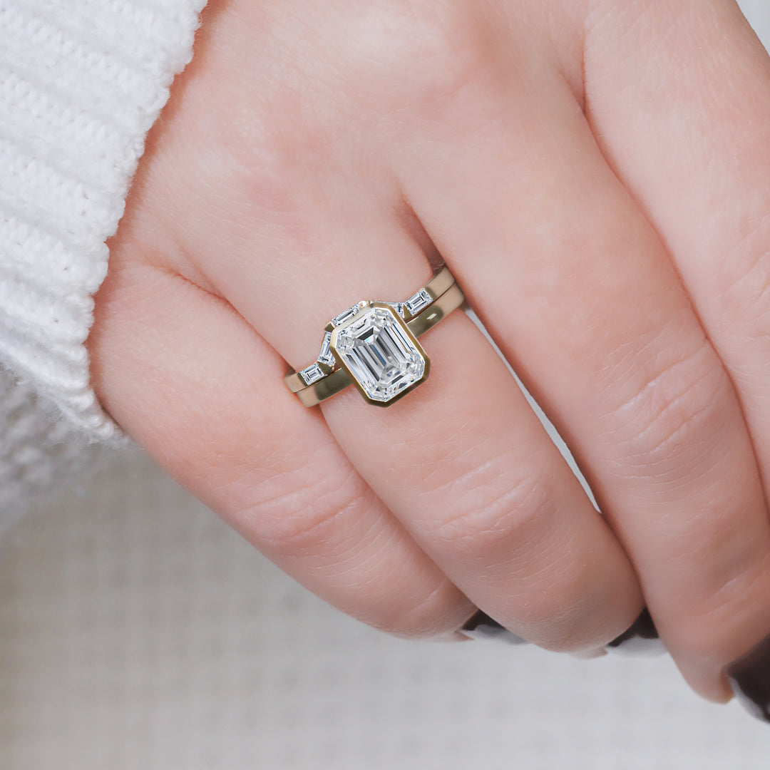 Flush Natural Baguette cut Diamond Wedding Band