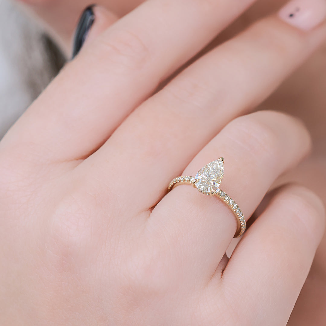 1.5 Carat Natural Pear Cut Diamond Engagement Ring