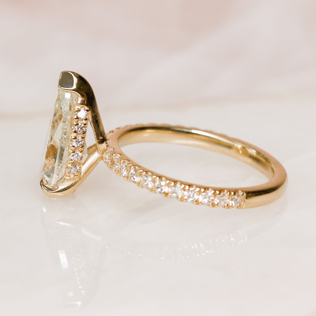 3.69 Carat Natural Pear Cut Diamond Engagement Ring