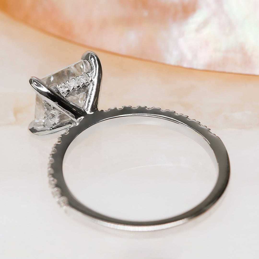 Hidden Halo Natural Princess  Diamond Engagement Ring